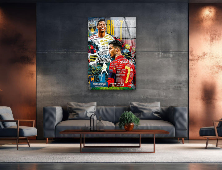 CR7 Style Glass Wall Art glass photo prints, glass picture prints
