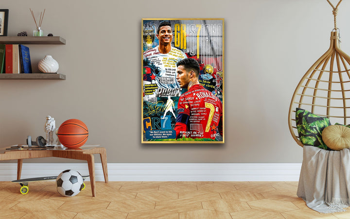 CR7 Style Glass Wall Art glass pictures for Wall, glass prints wall art
