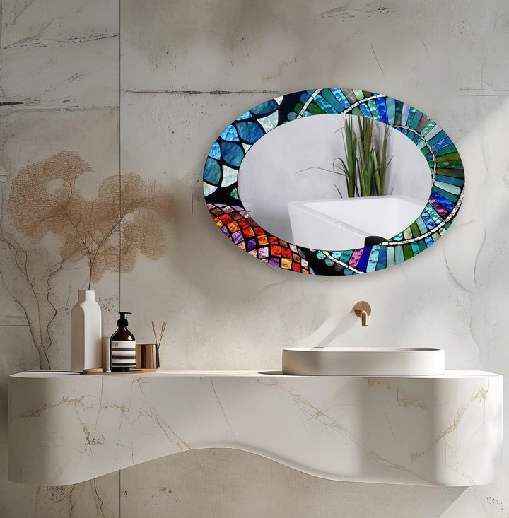 Decorative wall mirror with intricate detailing, perfect for enhancing any interior space
