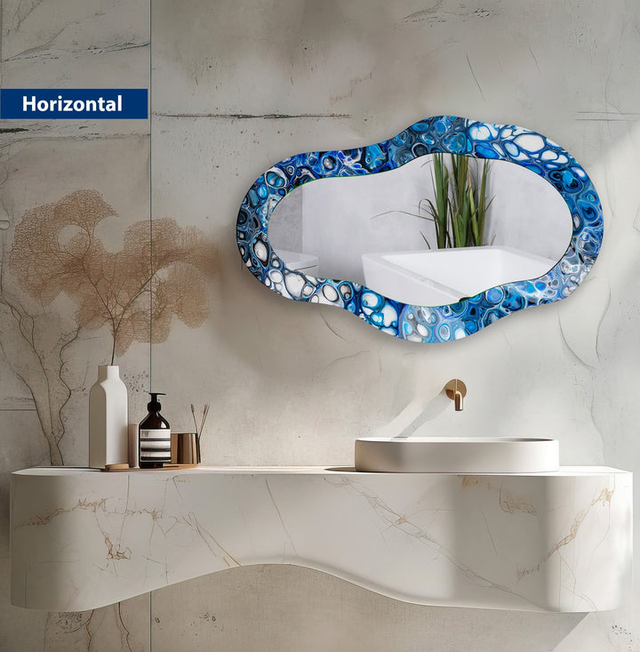 Mirror wall art with abstract shapes and reflective surfaces for a modern artistic vibe
