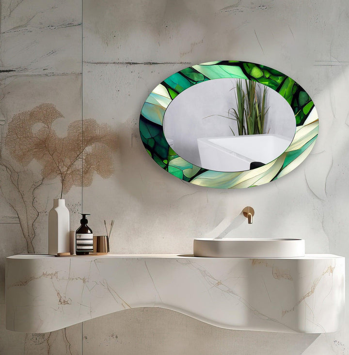 Green Dining Room Oval Wall Mirror