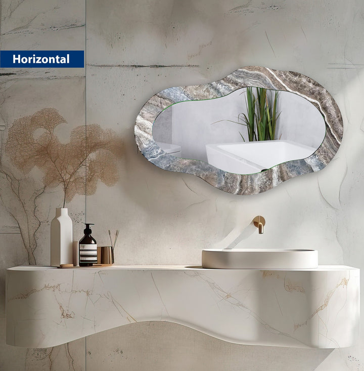 Gray And White Asymmetrical  Wall Mirror