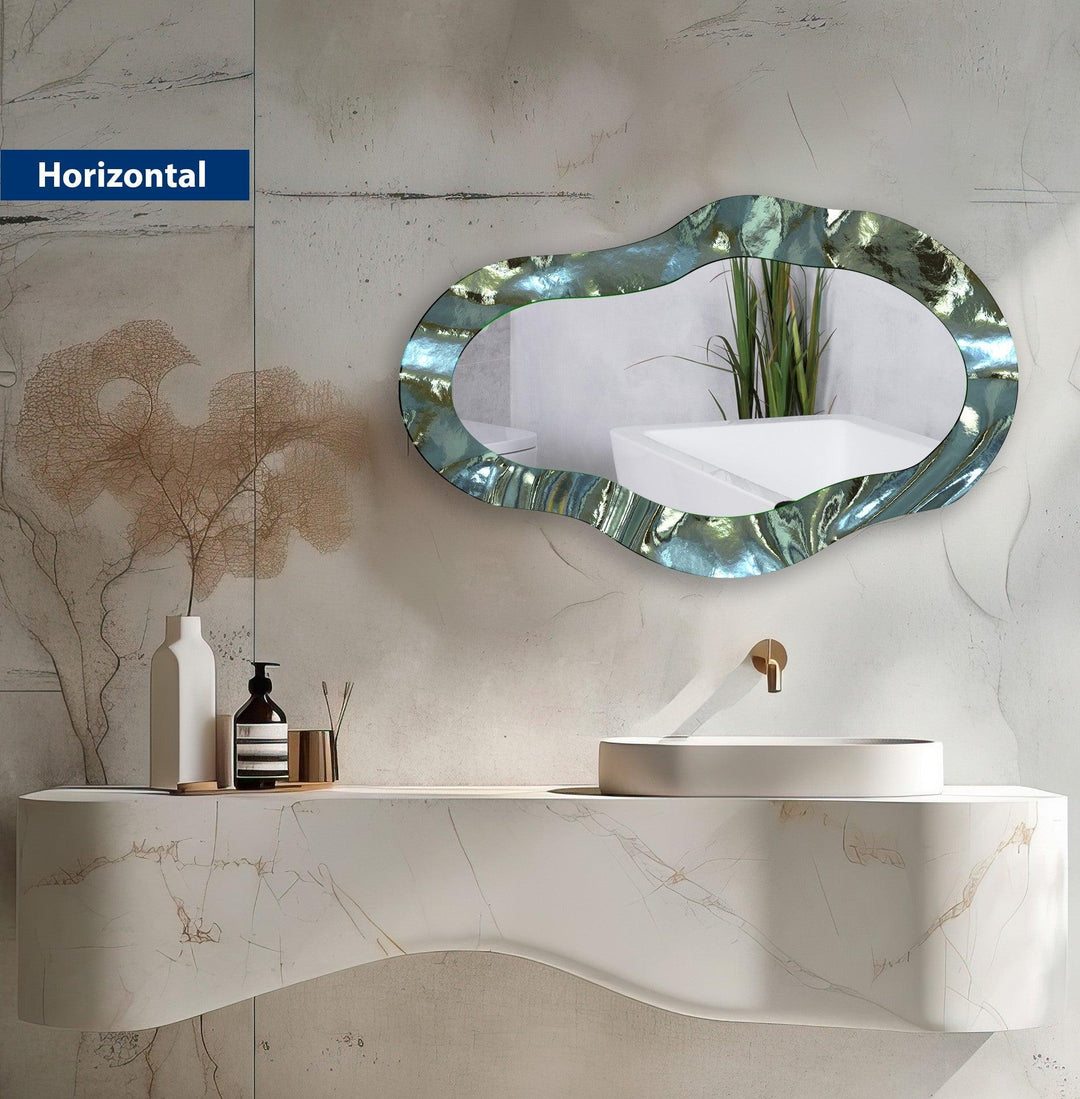 Asymmetrischer Wandspiegel in Metallic-Grau
