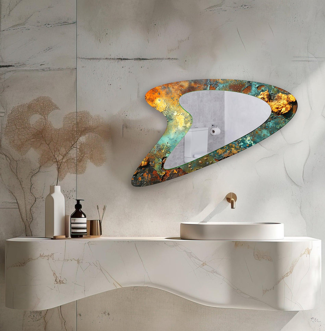 Mirror wall decor combining reflective surfaces and artistic shapes for a stunning focal point
