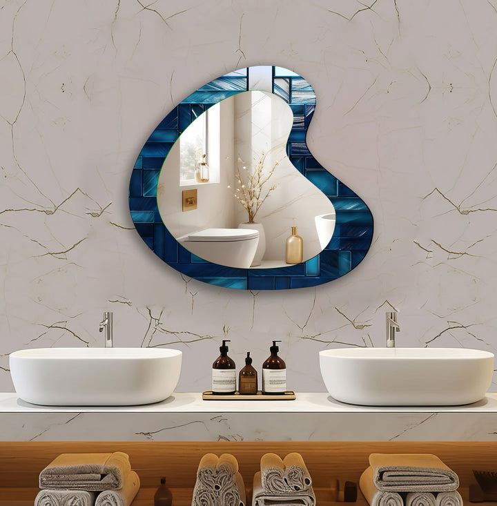 Blaue Mosaikfliesen Moderner Wandspiegel