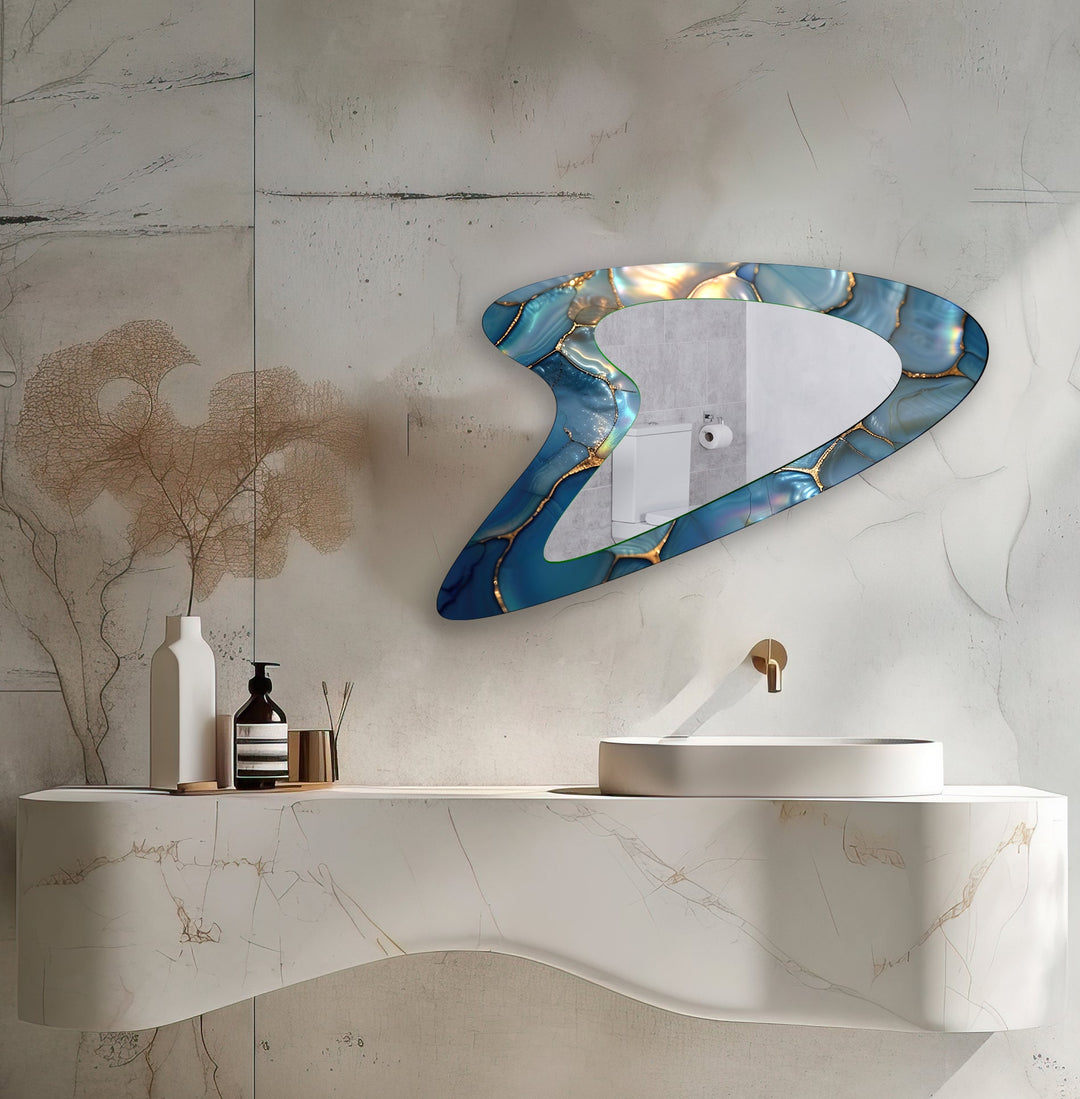 Decorative wall mirror blending artistic patterns with modern functionality for a unique look
