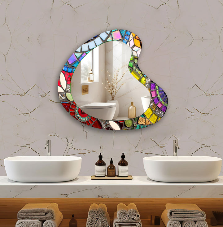 Decorative wall mirror with intricate detailing, perfect for enhancing any interior space
