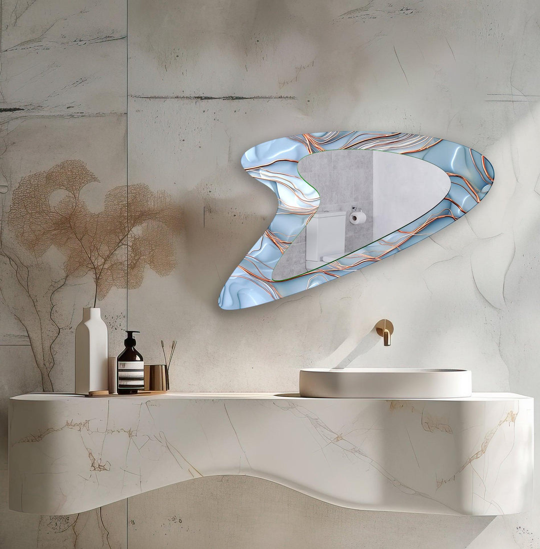 Blue - Bronze Modern Glass Wall Mirror