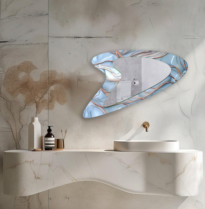 Blue - Bronze Modern Glass Wall Mirror