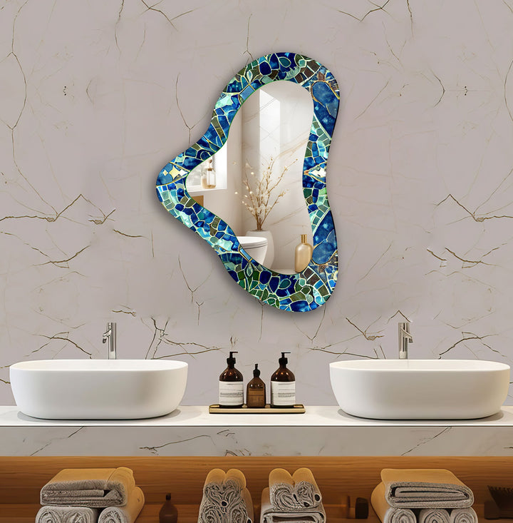 Decorative wall mirror with unique shapes and reflective surfaces for a chic statement
