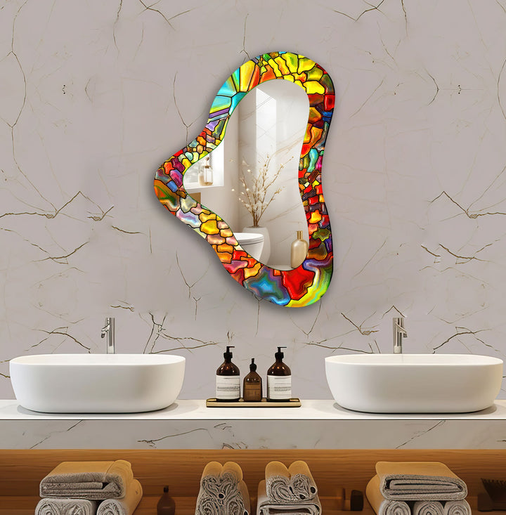 Mirrored wall art crafted with bold patterns for a modern and sophisticated touch
