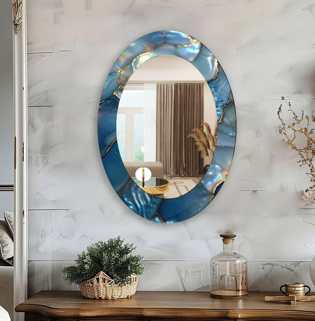 Mirrored wall art crafted with bold patterns for a modern and sophisticated touch
