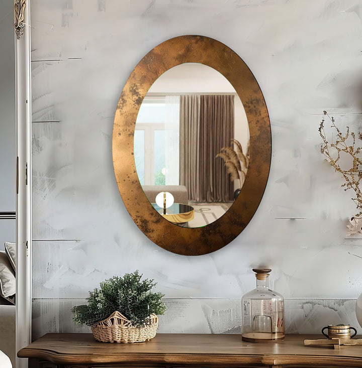 Copper Entryway Oval Wall Mirror