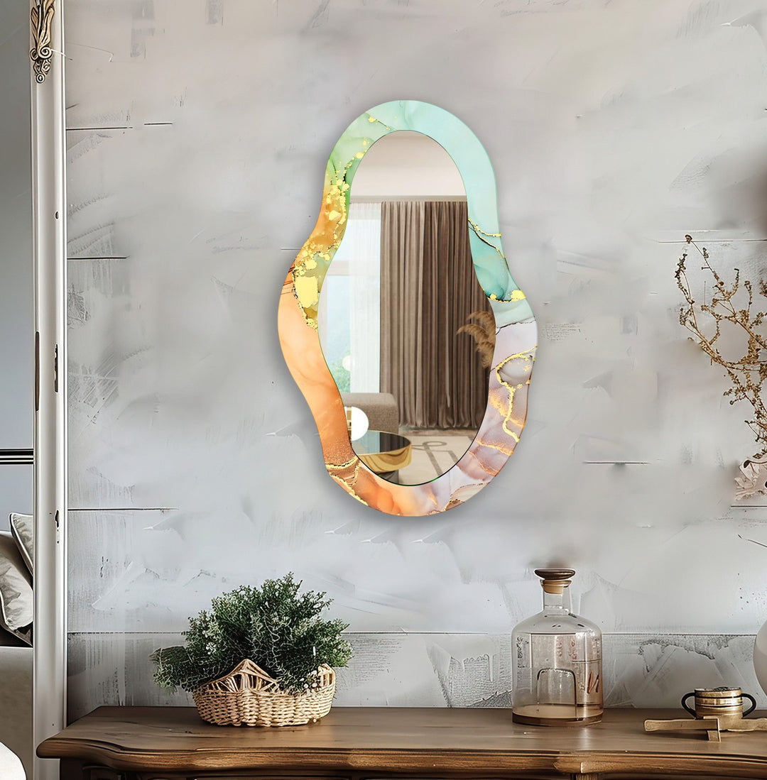 Orange Abstract Wall Mirror