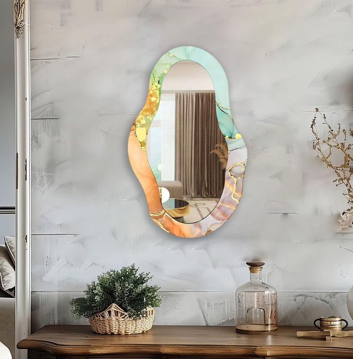 Orange Abstract Wall Mirror