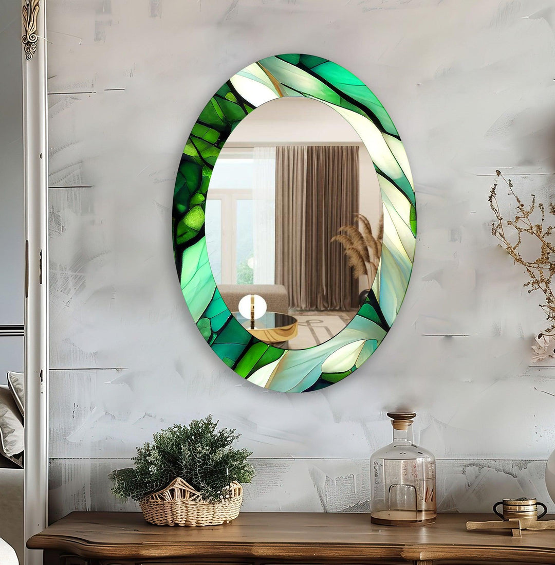 Green Dining Room Oval Wall Mirror