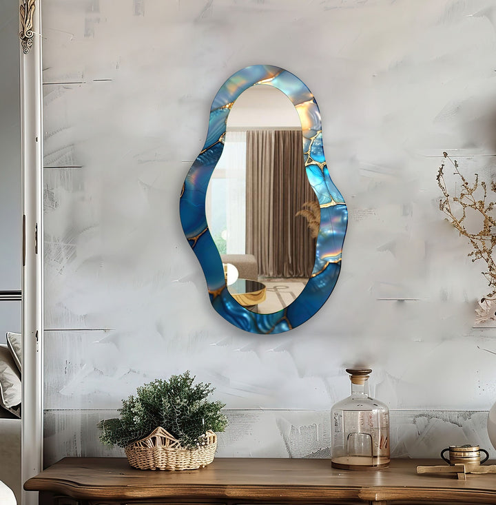 Mirror wall art inspired by geometric designs, adding sophistication to any decor style
