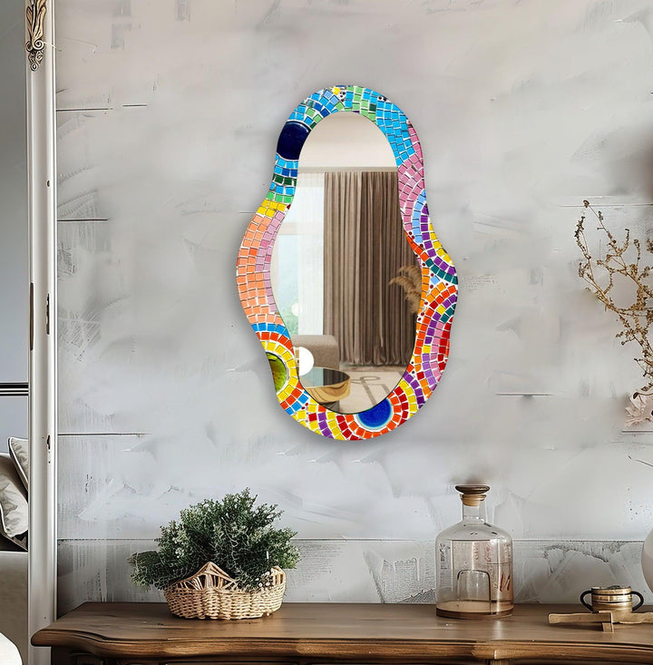 Mirror wall decor combining reflective surfaces and artistic shapes for a stunning focal point
