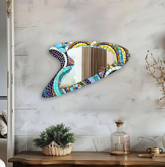 Mirrored wall art inspired by geometric elegance, perfect for adding depth and dimension