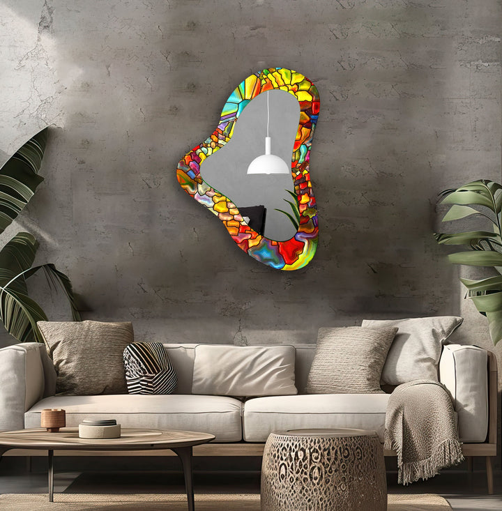 Decorative wall mirror with unique shapes and reflective surfaces for a chic statement
