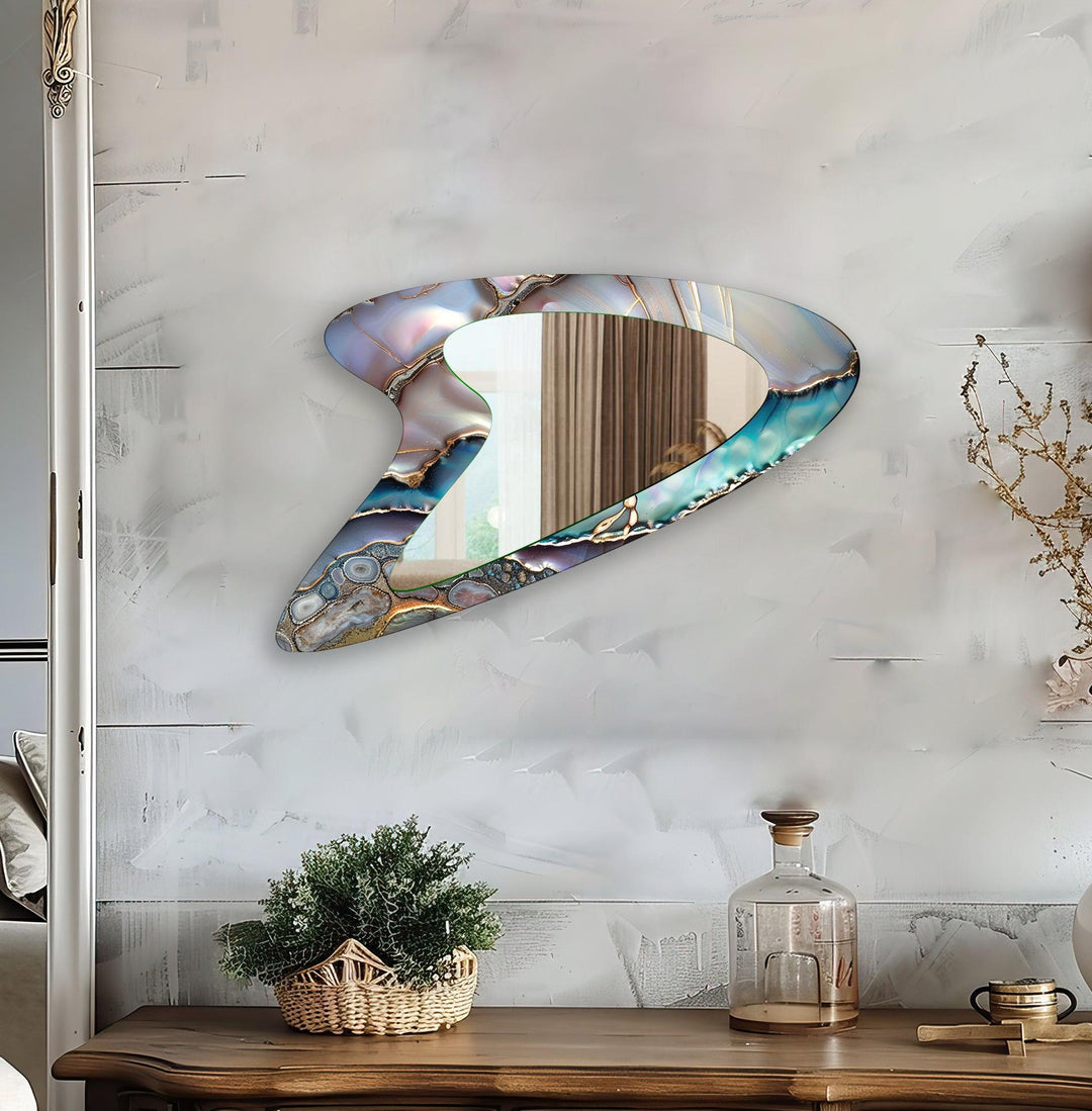 Decorative wall mirror with a contemporary design, perfect for adding elegance to any space

