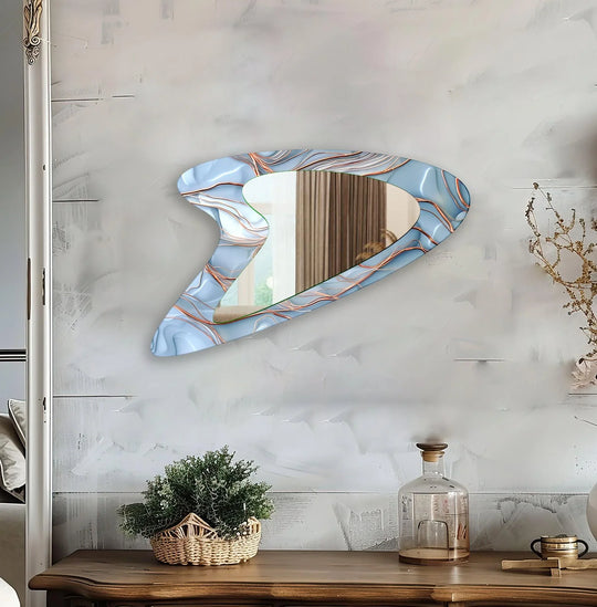 Blue - Bronze Modern Glass Wall Mirror - MyPhotoStation