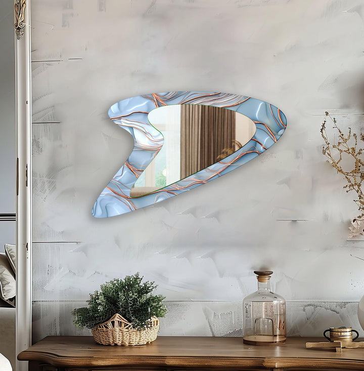 Blue - Bronze Modern Glass Wall Mirror