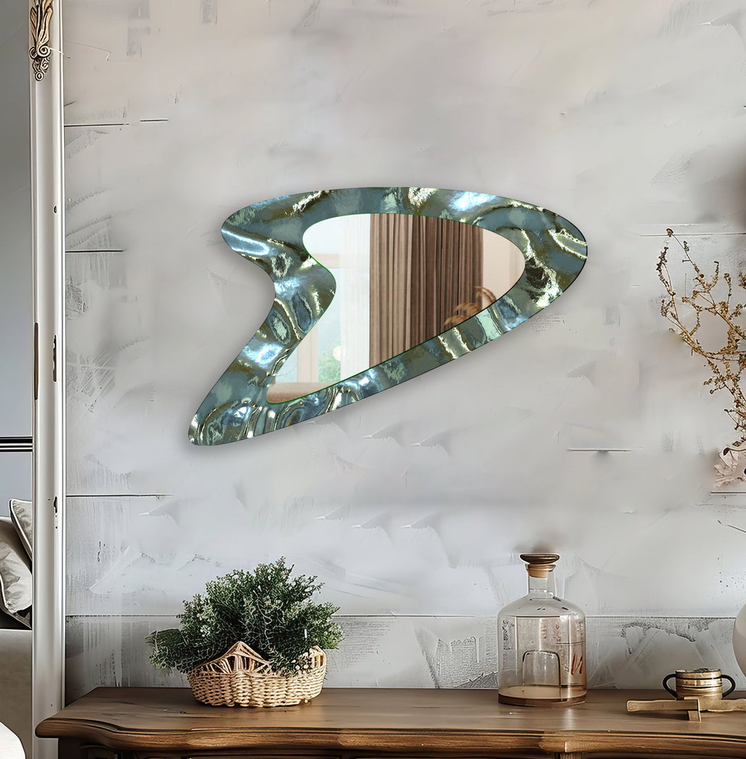 Decorative wall mirror with intricate detailing, perfect for enhancing any interior space
