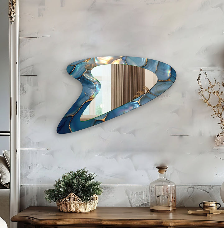 Mirror wall art inspired by geometric designs, adding sophistication to any decor style
