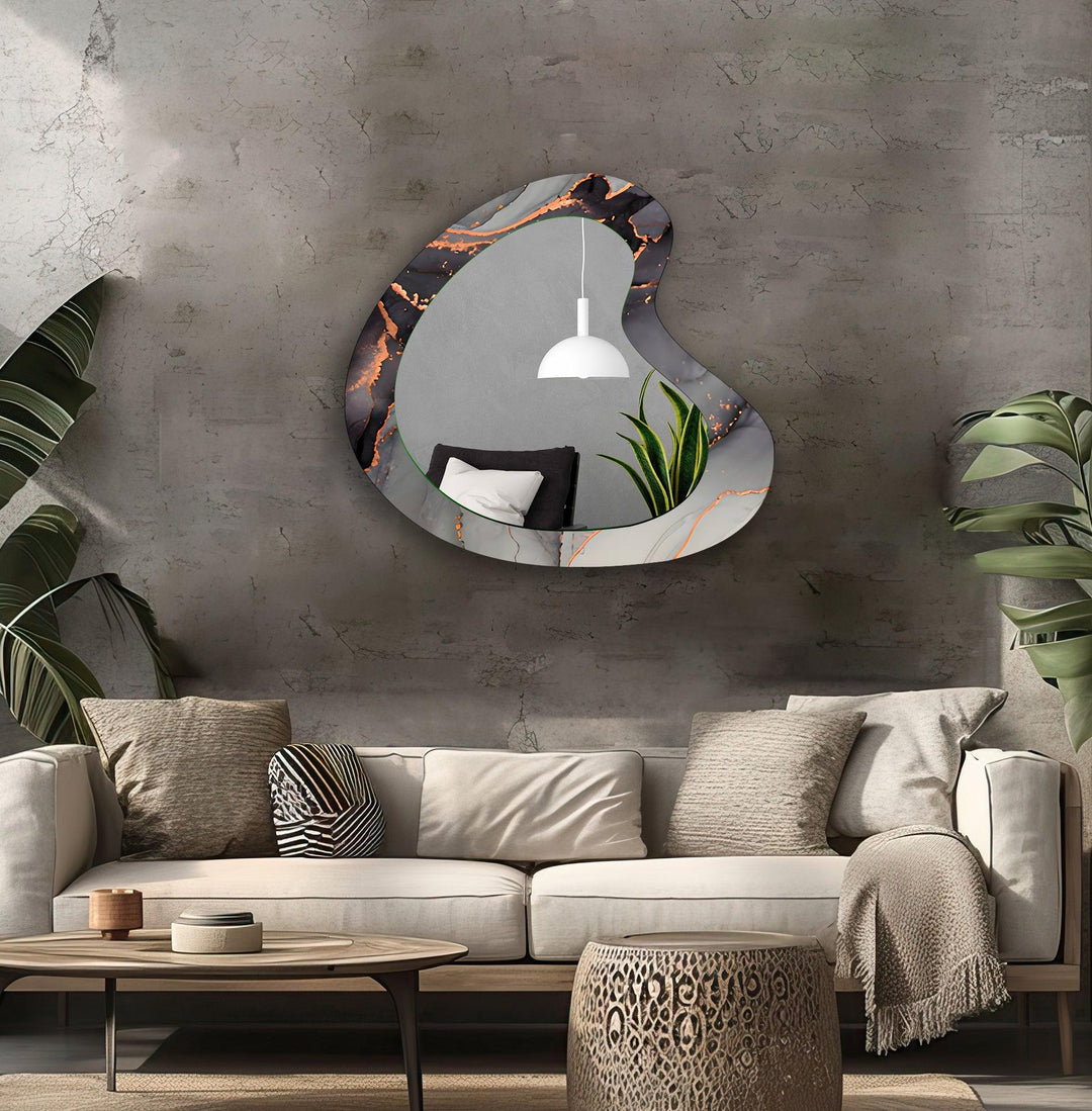 Decorative wall mirror with a contemporary design, perfect for adding elegance to any space
