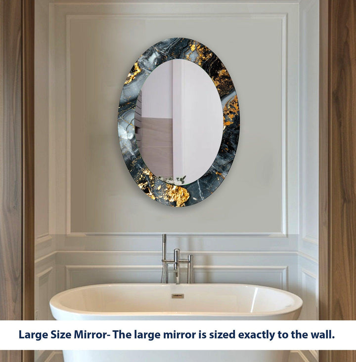 Black And Gold Abstract Oval Wall Mirror