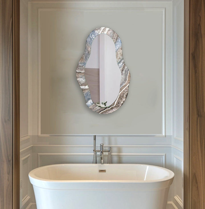 Gray And White Asymmetrical  Wall Mirror