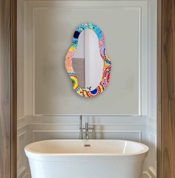 Mirrored wall art crafted with bold patterns for a modern and sophisticated touch
