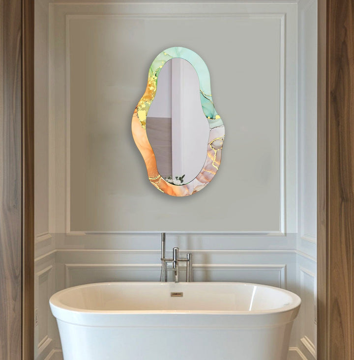 Orange Abstract Wall Mirror