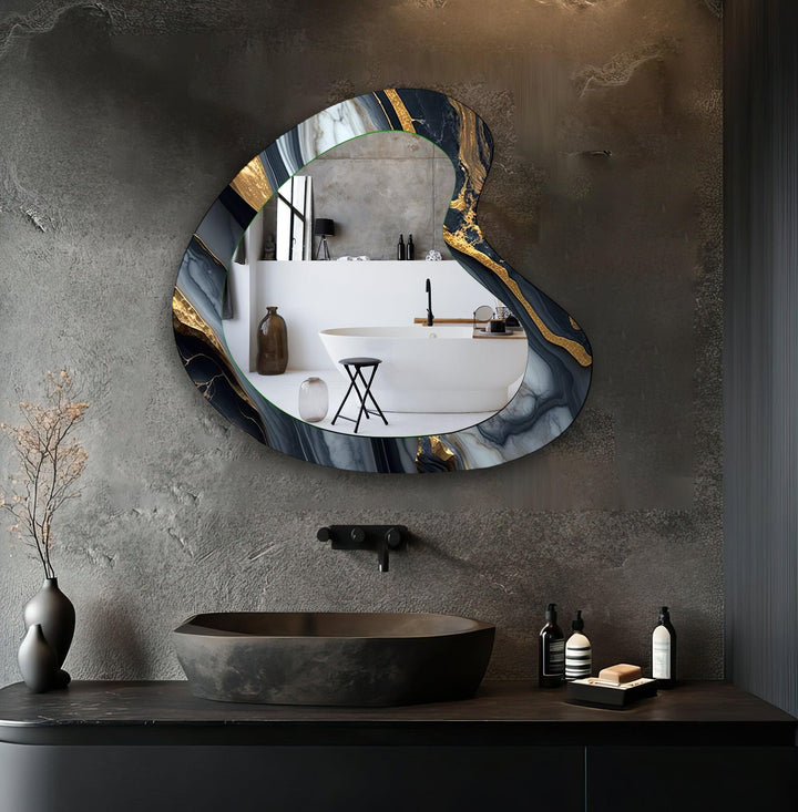 Decorative wall mirror with unique shapes and reflective surfaces for a chic statement
