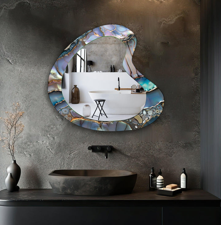 Purple Abstract Modern Wall Mirror