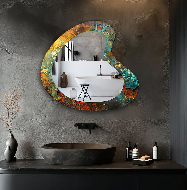Mirror wall art inspired by geometric designs, adding sophistication to any decor style
