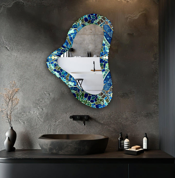 Mirrored wall art crafted with bold patterns for a modern and sophisticated touch
