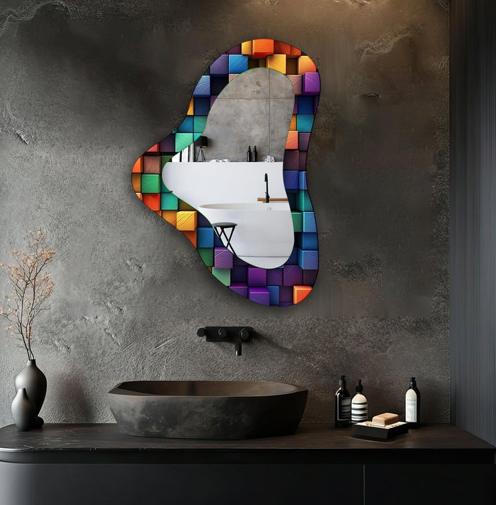 Decorative wall mirror with a contemporary design, perfect for adding elegance to any space
