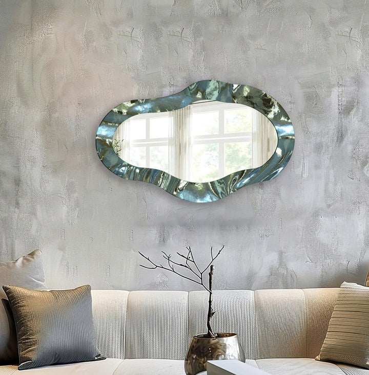 Asymmetrischer Wandspiegel in Metallic-Grau