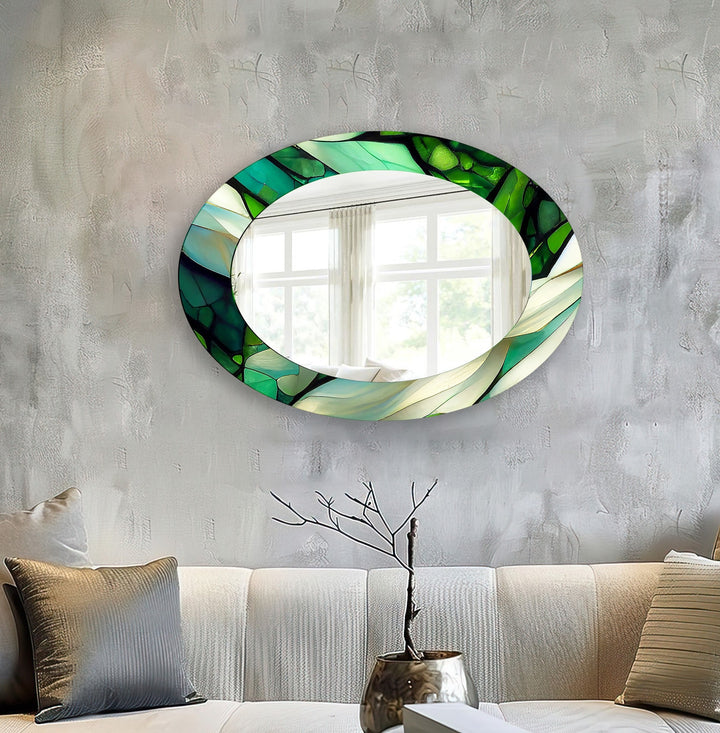 Green Dining Room Oval Wall Mirror
