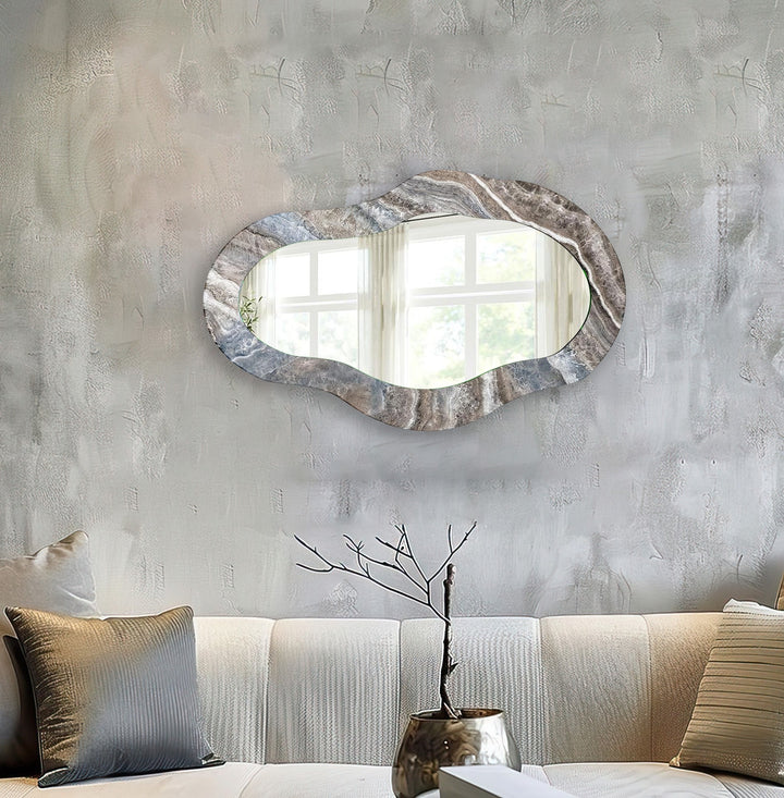 Gray And White Asymmetrical  Wall Mirror