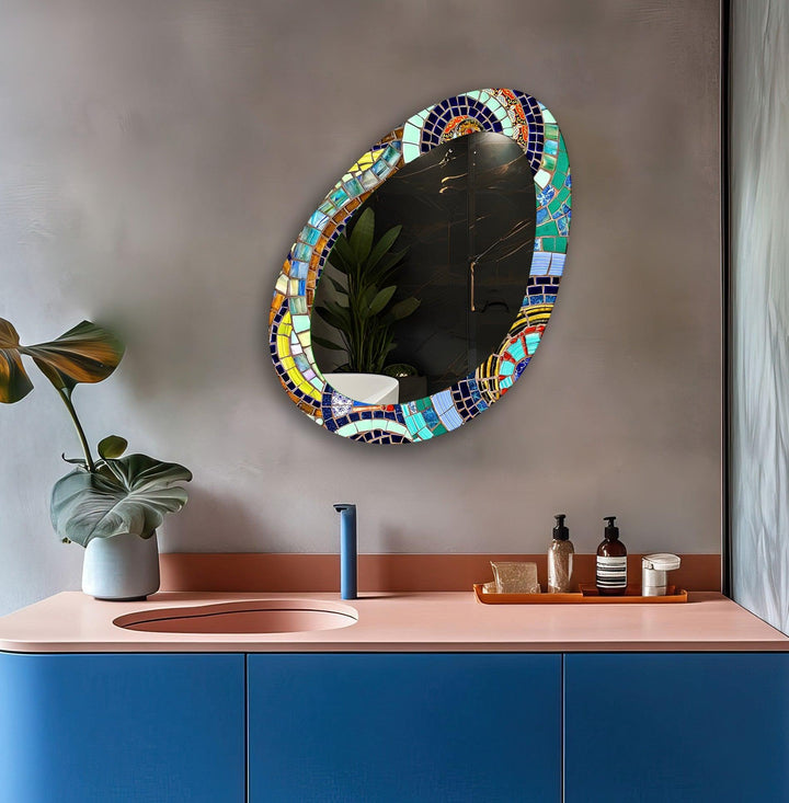 Decorative wall mirror with unique shapes and reflective surfaces for a chic statement

