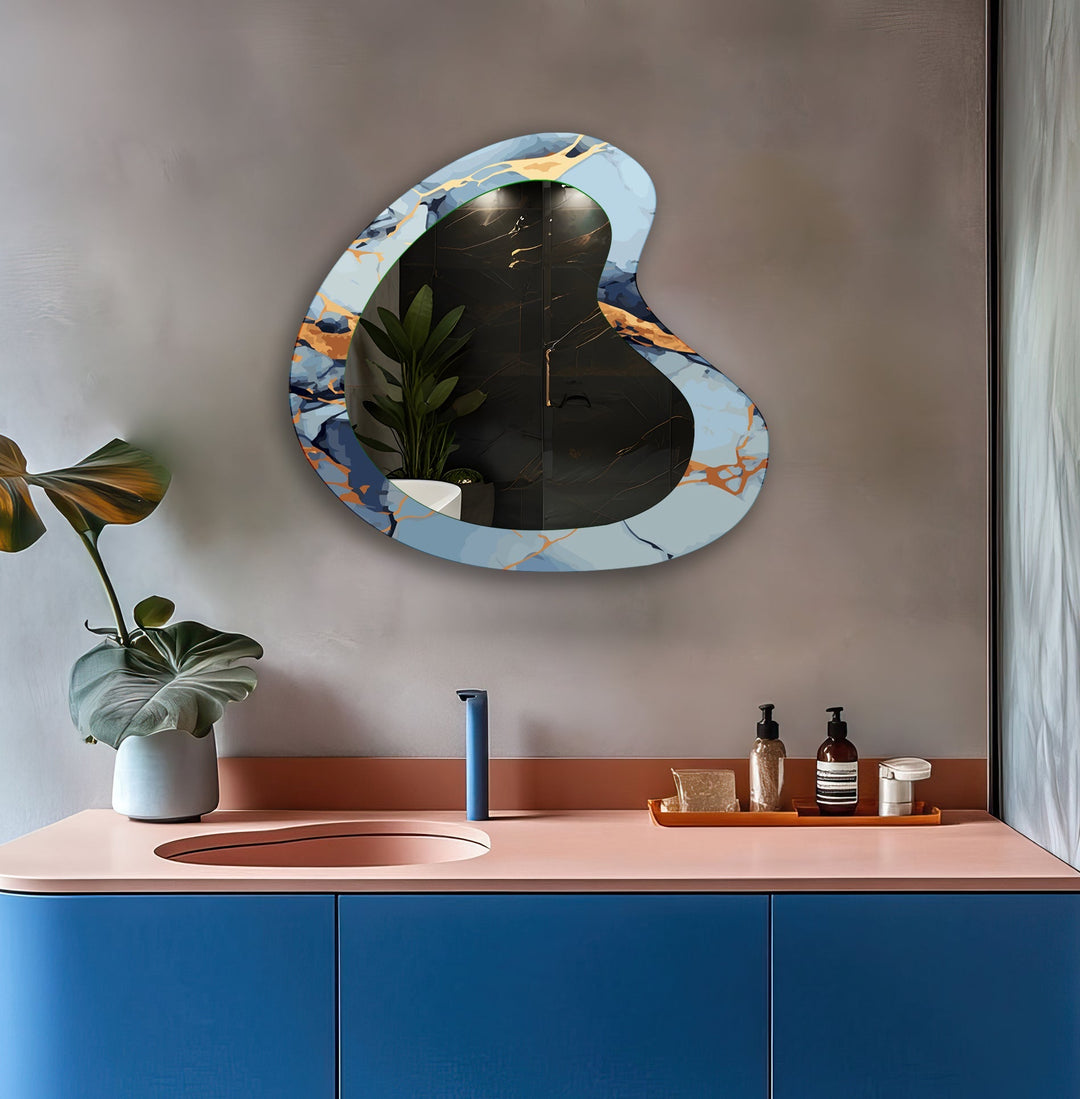 Decorative wall mirror blending artistic patterns with modern functionality for a unique look
