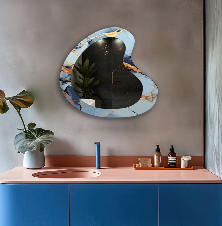 Decorative wall mirror blending artistic patterns with modern functionality for a unique look
