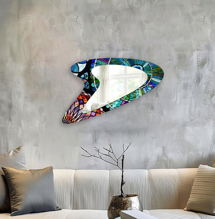 Mirror wall art inspired by abstract forms, perfect for adding a touch of artistic charm
