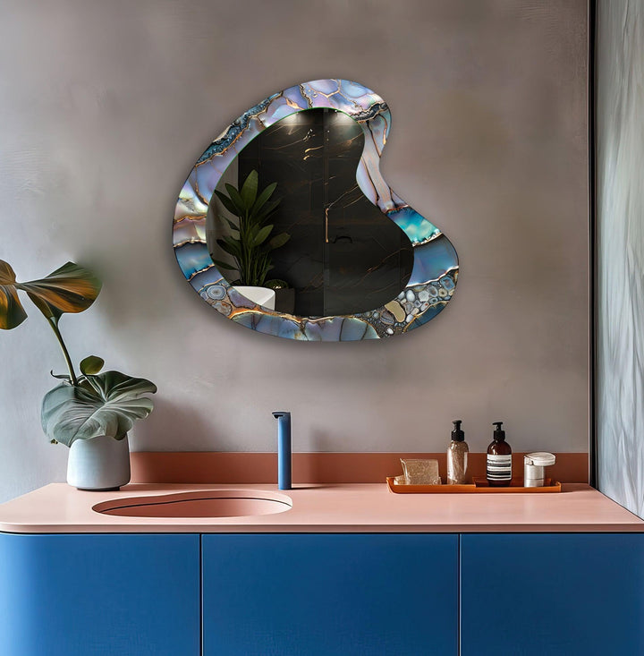 Purple Abstract Modern Wall Mirror