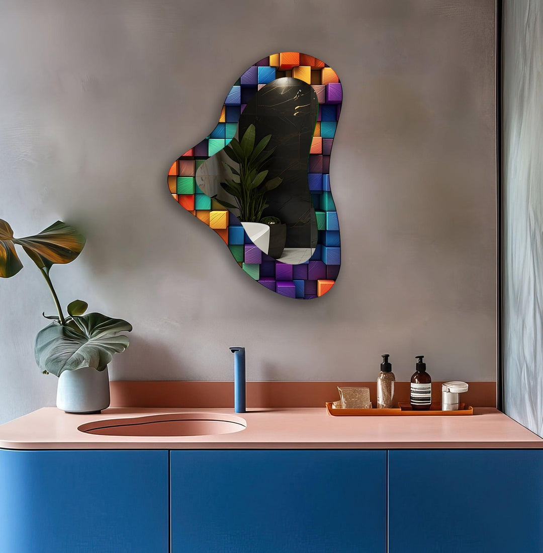Wall mirrors designed with bold geometric shapes to make a striking statement
