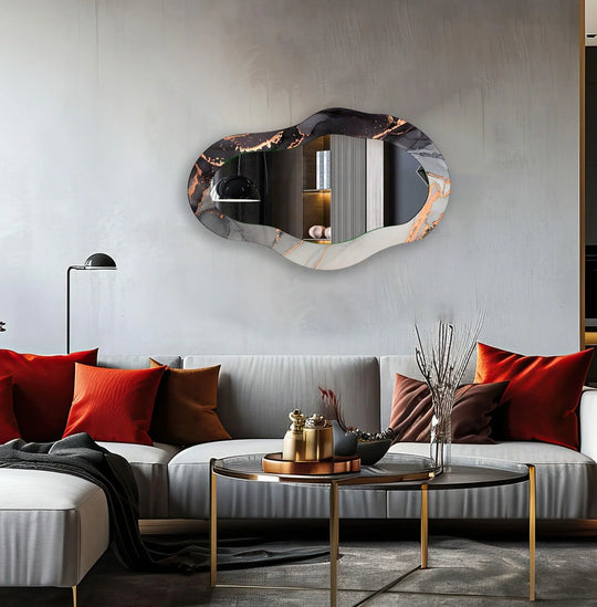 Black And White Living Room Wall Mirror - MyPhotoStation