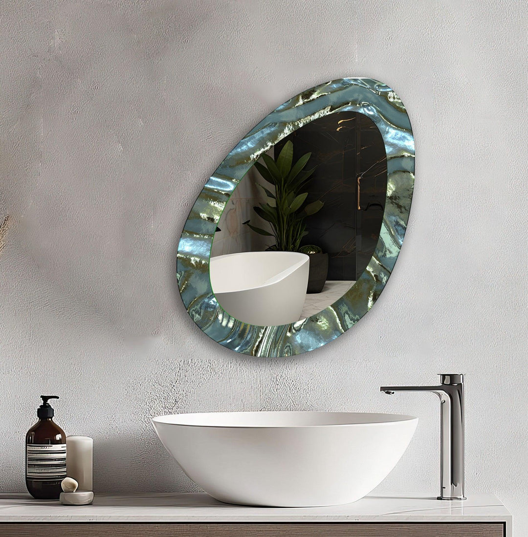 Mirror wall art inspired by abstract forms, perfect for adding a touch of artistic charm
